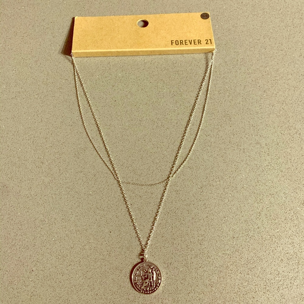 Forever 21 Silver Layering Pennant Necklace